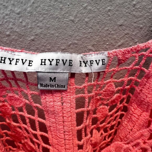 Hyfve Pink Lace Crochet Tank Top Spaghetti Straps Boho Chic Womens M beach top - Picture 3 of 9